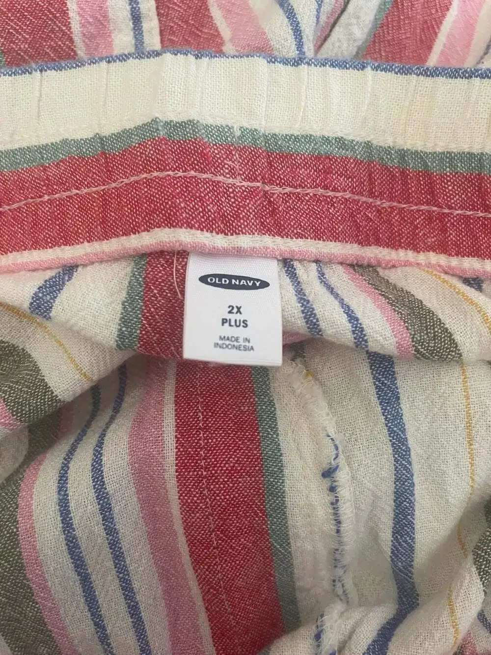 Old Navy Women's Plus Size Linen Blend Striped Drawstring Wide Leg Pants - Picture 6 of 11